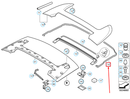 new bmw 6 convertible e64 roof folding top flap sealing 51767046400 original