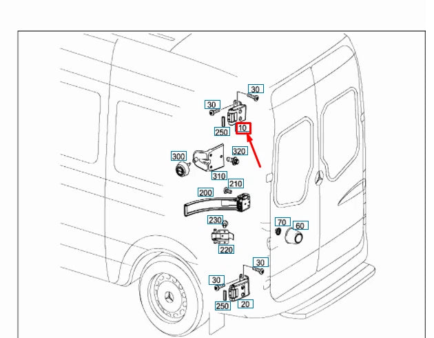 NEW MERCEDES-BENZ SPRINTER MINIBUS 906 REAR RIGHT DOOR HINGE A9067400537