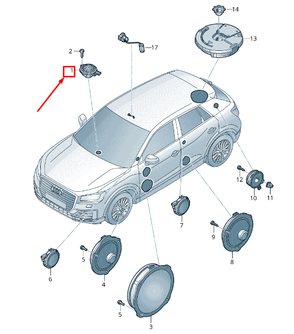 NEW AUDI Q2 GA CENTER DASHBOARD TREBLE SPEAKER 8V0035397A ORIGINAL