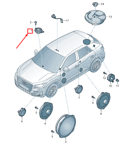 NEW AUDI Q2 GA CENTER DASHBOARD TREBLE SPEAKER 8V0035397A ORIGINAL