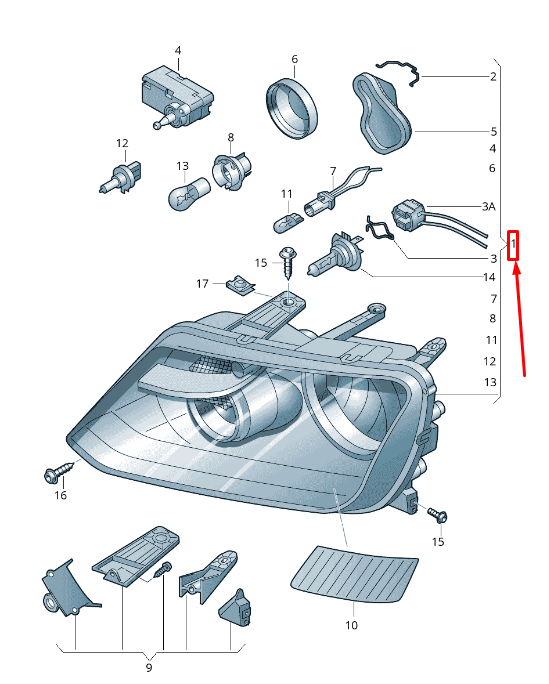 new vw amarok 2h front right headlight rhd 2h1941016ab original