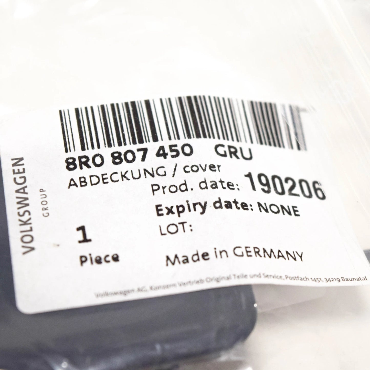 NEW AUDI Q5 8R REAR BUMPER TOW HOOK COVER PRIMED RIGHT 8R0807450GRU ORIGINAL