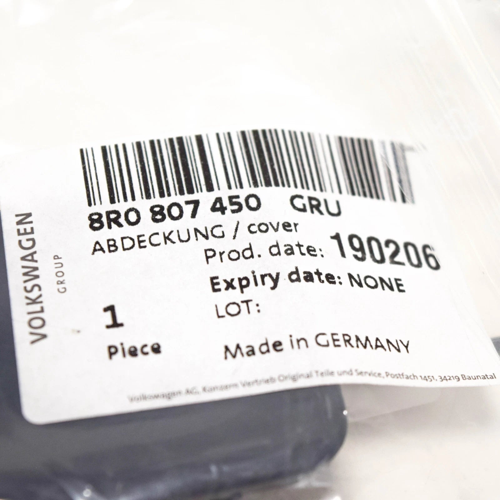 NEW AUDI Q5 8R REAR BUMPER TOW HOOK COVER PRIMED RIGHT 8R0807450GRU ORIGINAL