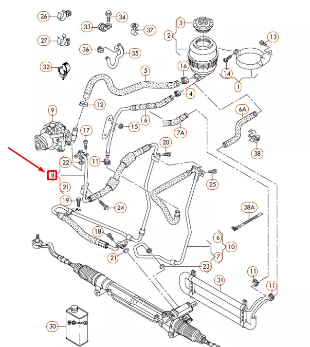 NEW AUDI A4 B8 POWER STEERING PRESSURE HOSE LHD 8K1422893CP ORIGINAL