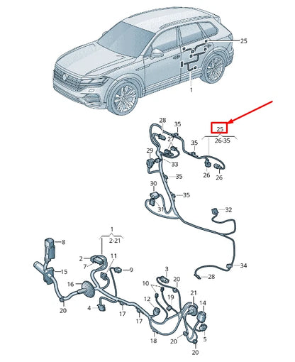 NEW VW TOUAREG CR REAR DOOR TRIM PANEL WIRING HARNESS 760971693AJ