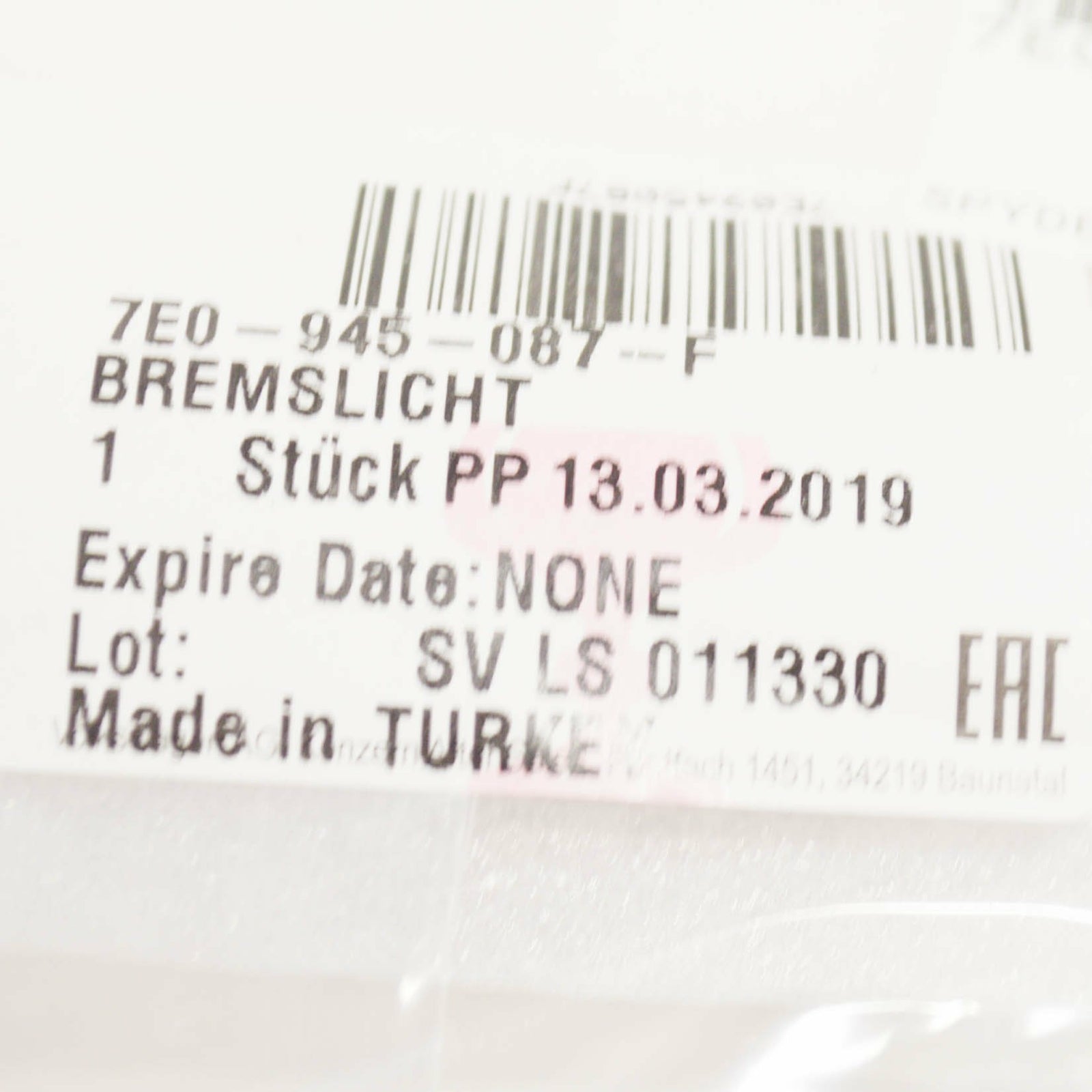 NEW VW TRANSPORTER T6 REAR ADDITIONAL STOP BRAKE LIGHT 7E0945087F ORIGINAL