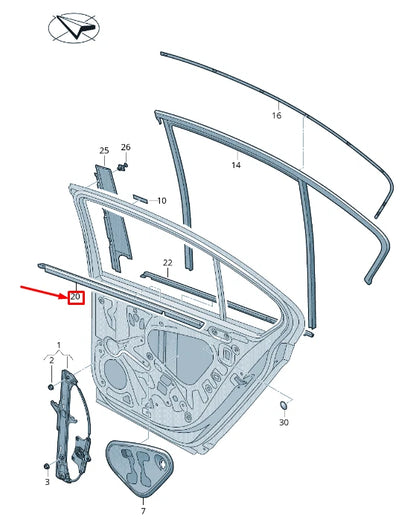 NEW VW PASSAT B8 3G REAR RIGHT INNER WINDOW APERTURE SEAL 3G9839480
