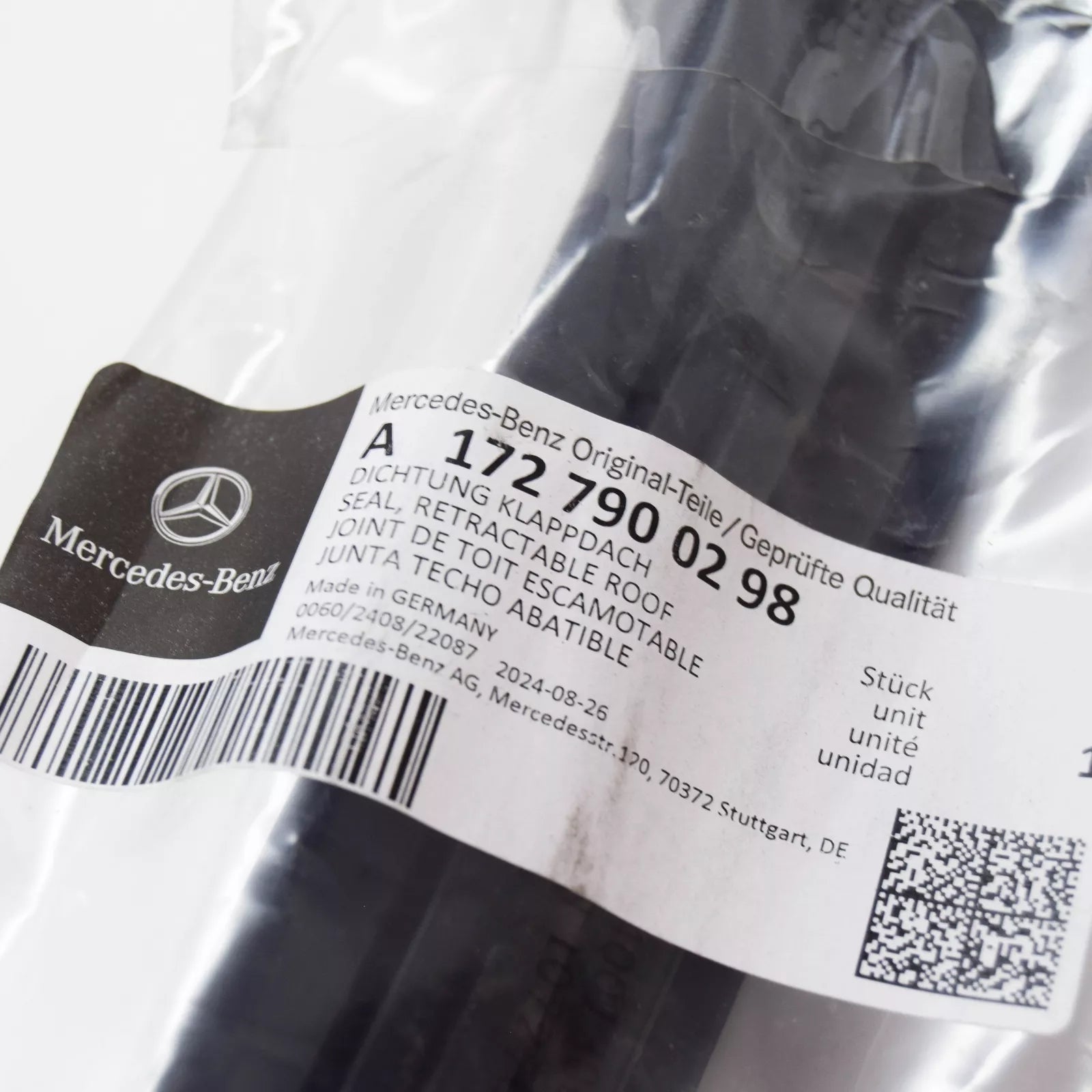 NEW MERCEDES-BENZ SLK R172 RIGHT C-PILLAR FOLDING ROOF SEAL A1727900298 ORIGINAL