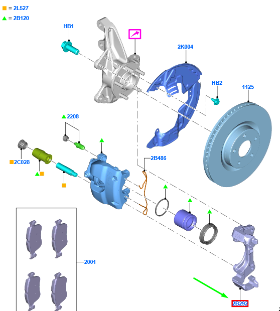 new ford kuga mk3 front brake caliper bracket 2197269 jx61-2b134-bea original