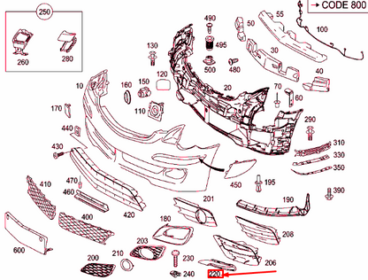NEW MB R W251 FRONT LEFT DAYTIME RUNNING LIGHT CHROME COVER A2518853023 ORIGINAL