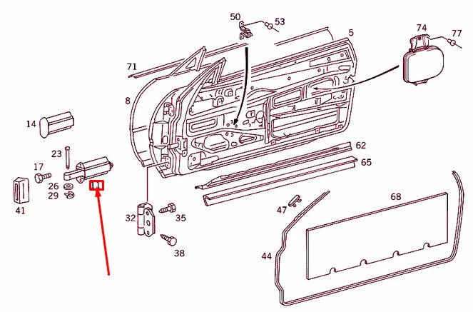 NEW MERCEDES-BENZ SL R129 FRONT DOOR CHECK STOP A1297200116 ORIGINAL