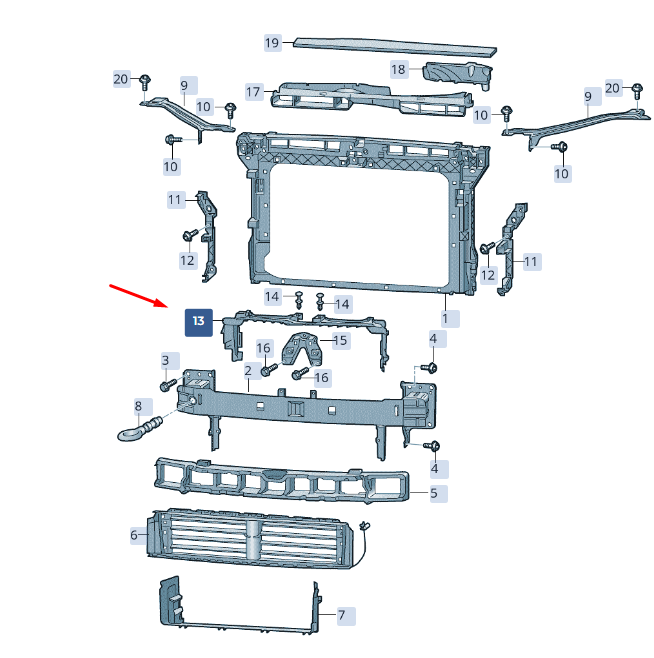 new skoda superb mk3 front upper air guide 3v0121285 original