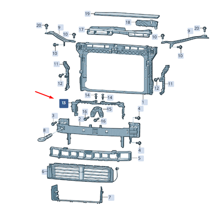 new skoda superb mk3 front upper air guide 3v0121285 original