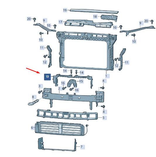 new skoda superb mk3 front upper air guide 3v0121285 original
