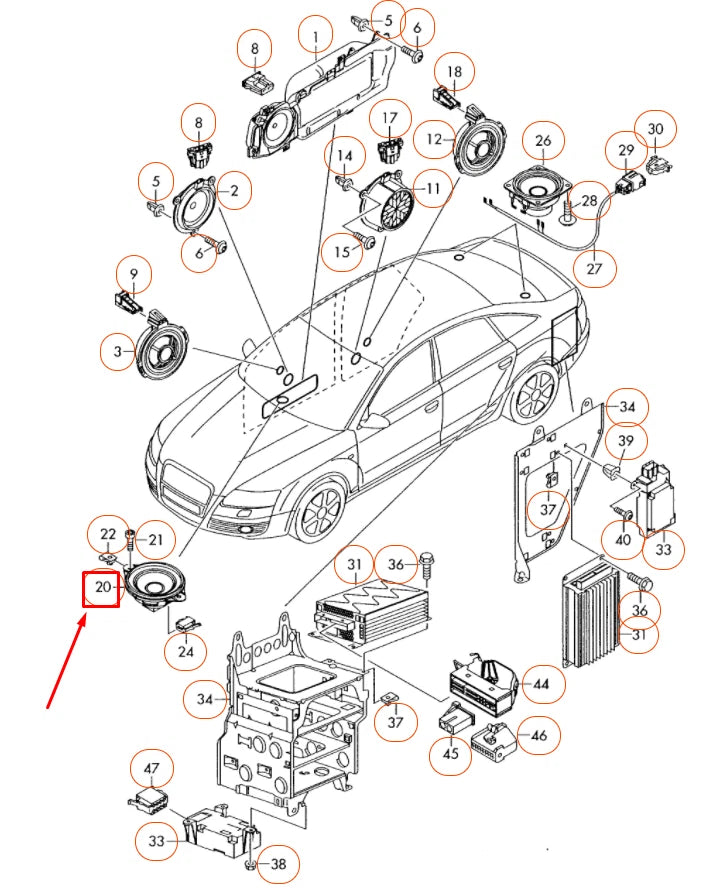 NEW AUDI A6 C6 FRONT CENTER DASHBOARD SOUND SPEAKER 4F0035412B ORIGINAL