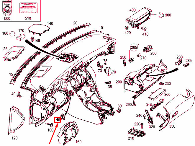 NEW MERCEDES-BENZ C W205 STEERING LOCK TRIM RING A2056808503 ORIGINAL