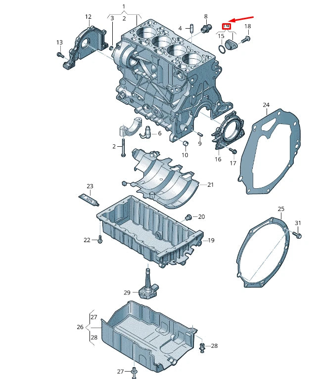 NEW VW TRANSPORTER VI T6 CRANKCASE HOUSING END CAP 04L103111
