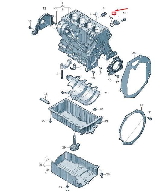 NEW VW TRANSPORTER VI T6 CRANKCASE HOUSING END CAP 04L103111