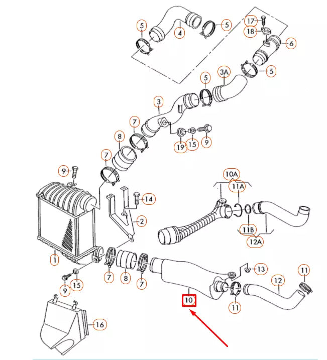 NEW VOLKSWAGEN BEETLE 9C CHARGE AIR TUBE 1C0145840E