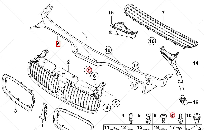 NEW BMW 7 E65 FRONT BUMPER WINDSCREEN COWL COVER 51717065284 ORIGINAL