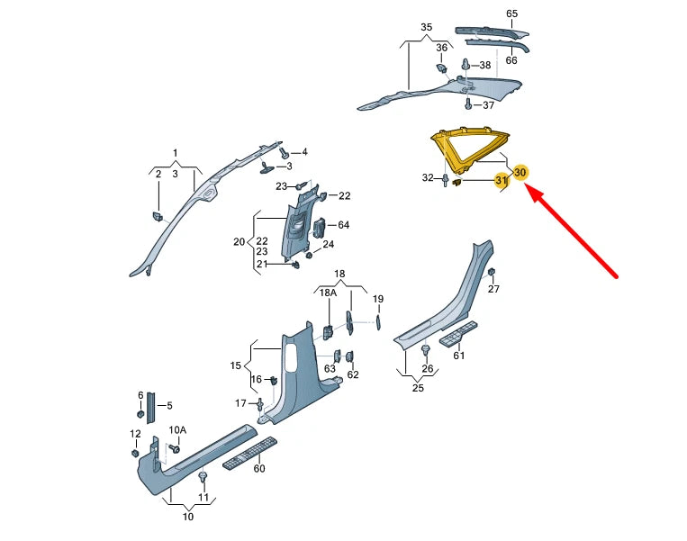 NEW AUDI A8 4D REAR RIGHT SIDE PILLAR TRIM 4H4867242BEP1 ORIGINAL