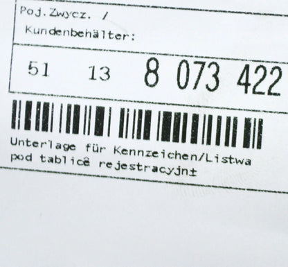 NEW BMW 7 G11 G12 M ECE FRONT BUMPER LICENSE NUMBER HOLDER 51138073422 ORIGINAL