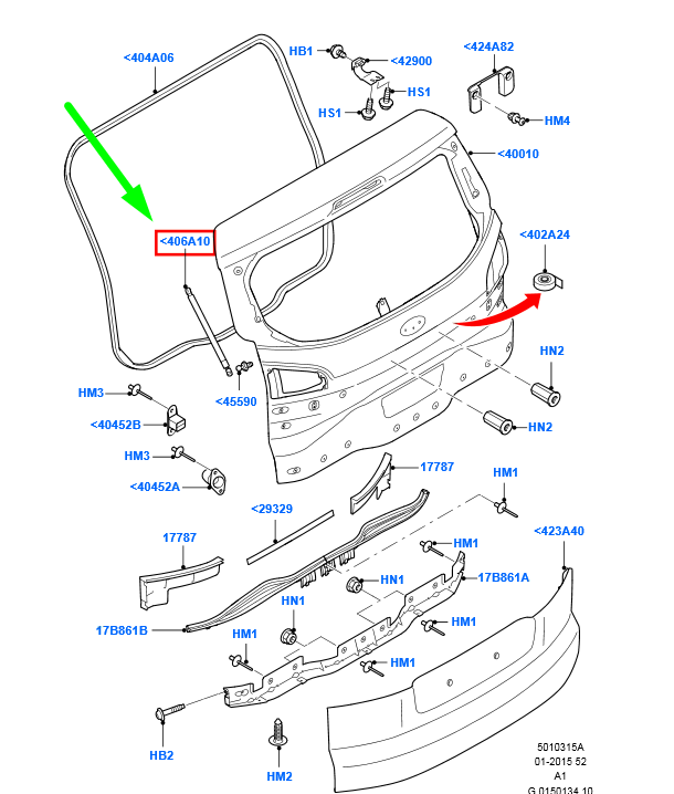 new ford galaxy mk2 luggage compartment door gas lift assy 1683644 original