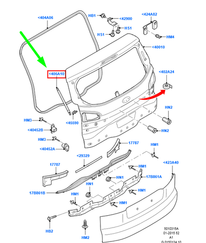 new ford galaxy mk2 luggage compartment door gas lift assy 1683644 original