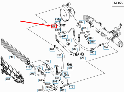 NEW MB C W204 AMG PRESSURE LINE TO ALTERNATOR BRACKET A2044660040 ORIGINAL