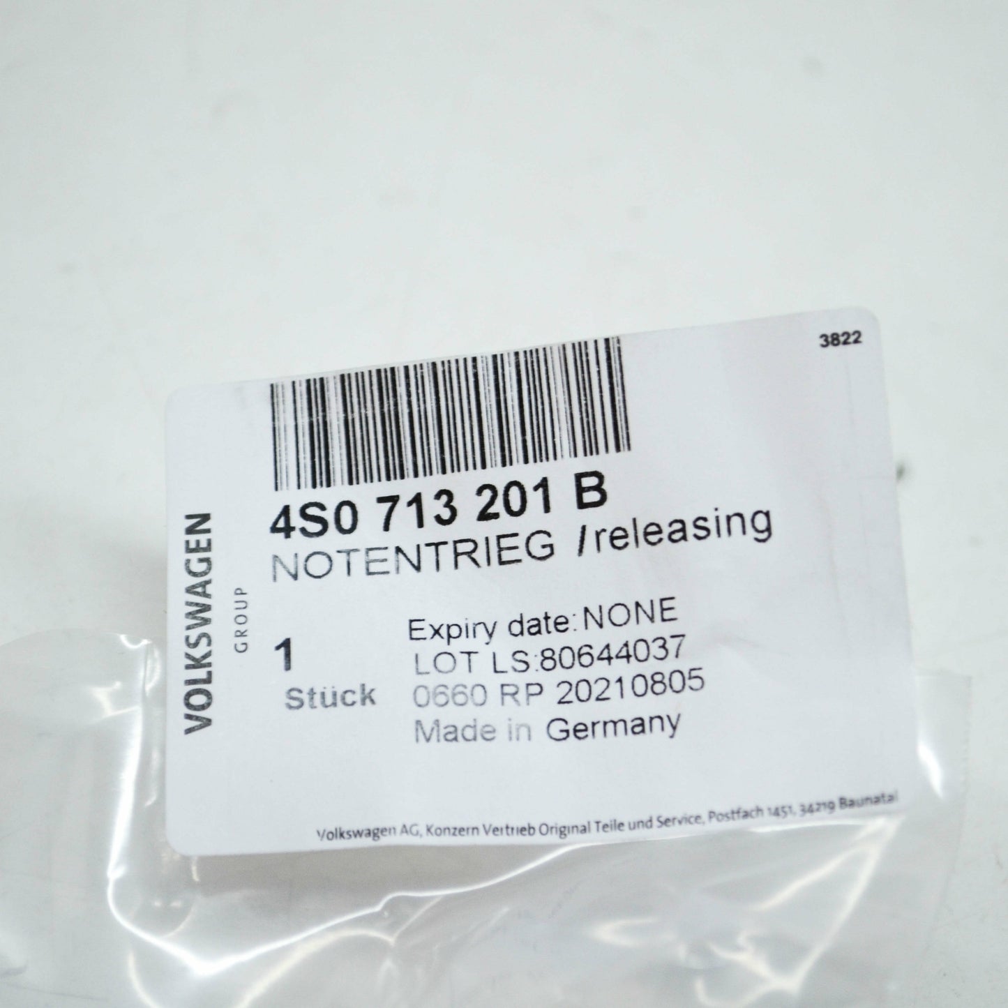 NEW AUDI R8 SPYDER 4S EMERGENCY RELEASE HANDLE 4S0713201B ORIGINAL