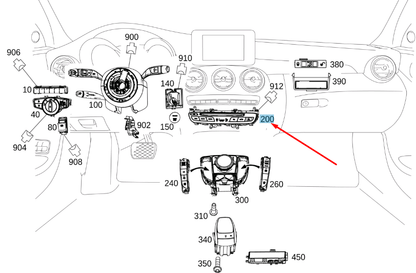 new mercedes-benz c w205 upper control panel switch block a2059055201 original