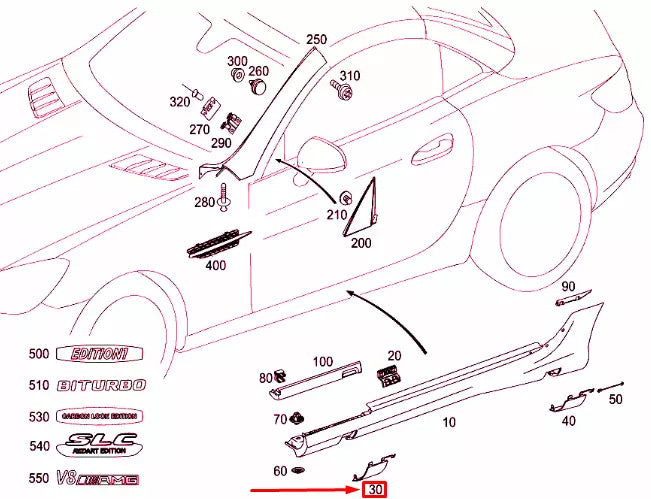 NEW MB SLK R172 FRONT LEFT LONGITUDINAL MEMBER JACK TRIM A17269800589999