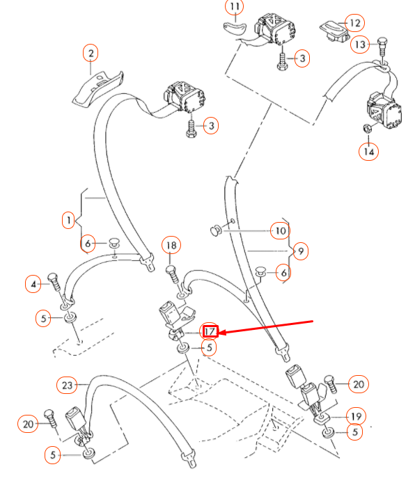 NEW AUDI A4 B8 REAR RIGHT SEAT BELT LATCH 8K0857740AC01C ORIGINAL