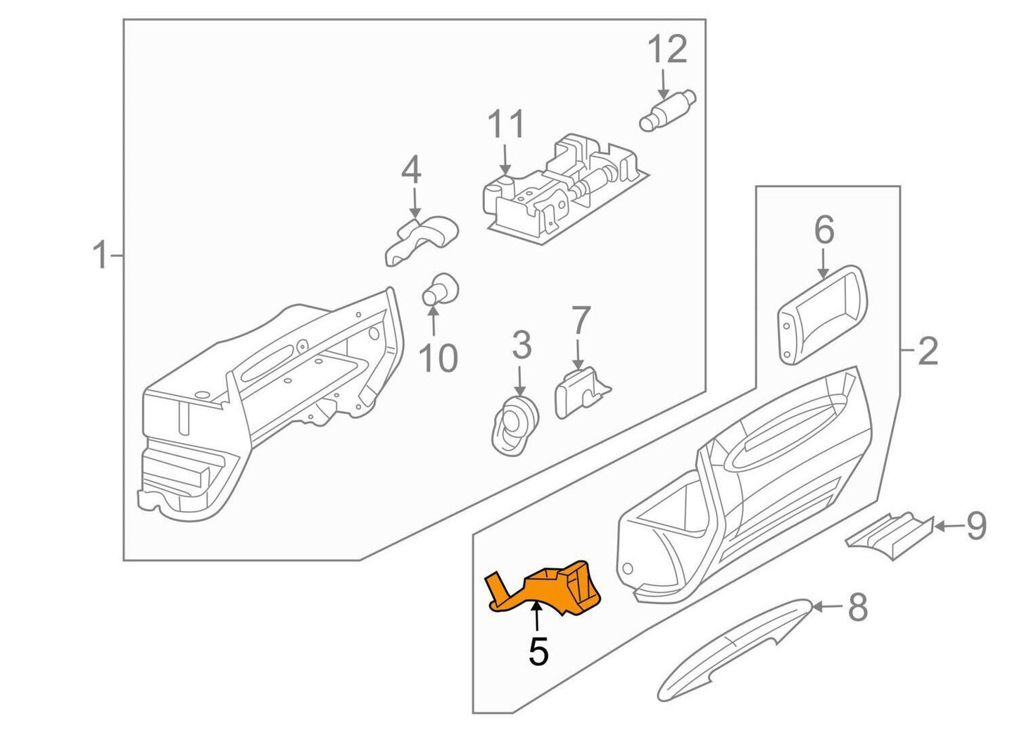 NEW MB CLK C209 GLOVE BOX COMPARMENT LATCH HANDLE LHD A2096800184 ORIGINAL