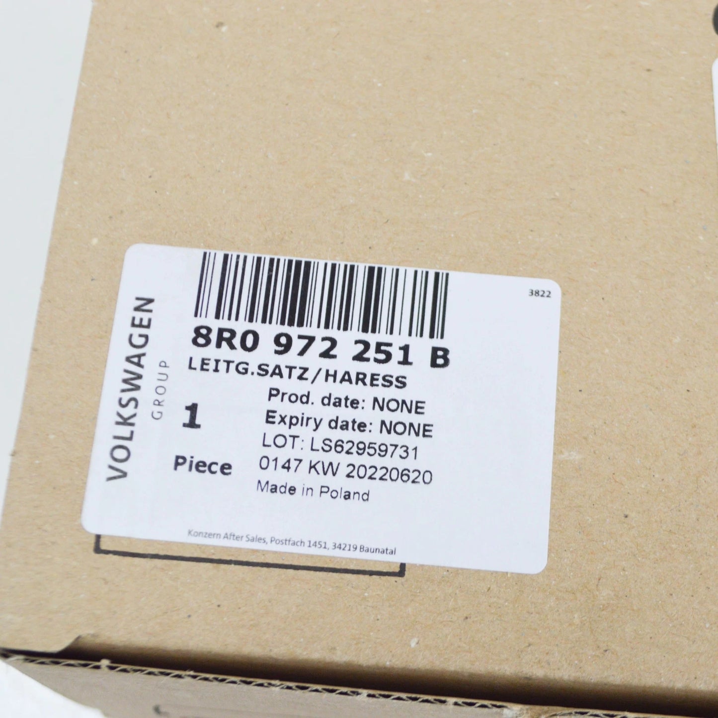 NEW AUDI Q5 8R FRONT LEFT WHEEL ABS PADS SENSOR WIRING LOOM 8R0972251B ORIGINAL