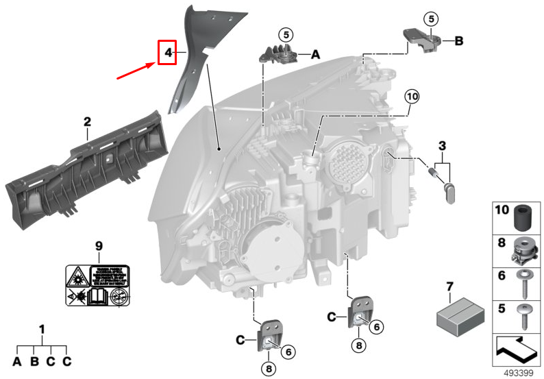 new bmw x5 g05 right headlight gasket 63119477982 original