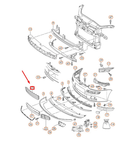 NEW VOLKSWAGEN GOLF MK5 FRONT BUMPER CENTER VENT GRILLE 1K08536779B9 ORIGINAL