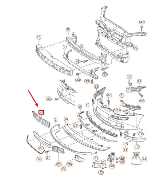 NEW VOLKSWAGEN GOLF MK5 FRONT BUMPER CENTER VENT GRILLE 1K08536779B9 ORIGINAL