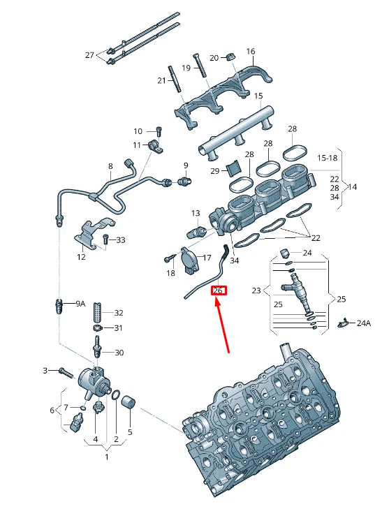 NEW AUDI A6 AVANT C7 LEFT ENGINE VACUUM HOSE 06E133791G ORIGINAL