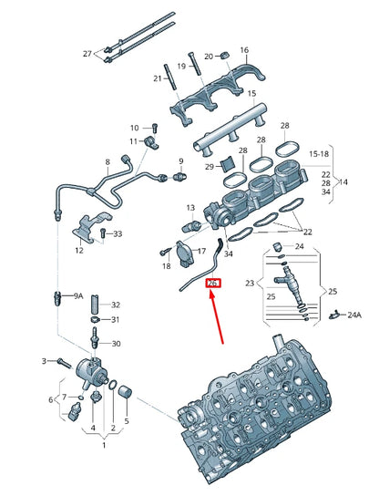 NEW AUDI A6 AVANT C7 LEFT ENGINE VACUUM HOSE 06E133791G ORIGINAL