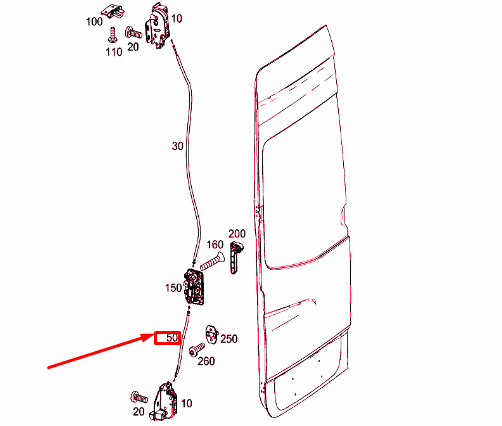 NEW MB SPRINTER 906 REAR PANEL DOOR LEFT BOTTOM BOWDEN CABLE A9067600204