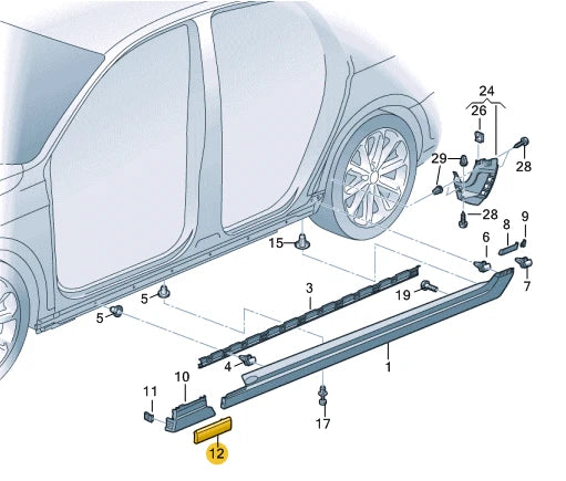 NEW VW PASSAT ALLTRACK B8 FRONT RIGHT DOOR LOWER SILL TRIM 3G0853996EGRU