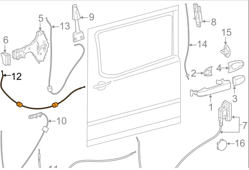 NEW MB SPRINTER 3-T 906 SIDE SLIDING DOOR CABLE A9067600404 2017 ORIGINAL