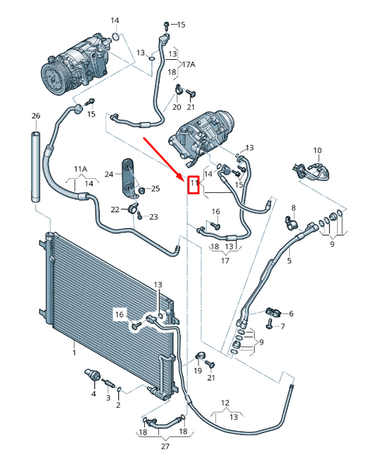new audi a8 4h a/c refrigerant line 4h0260707aj original