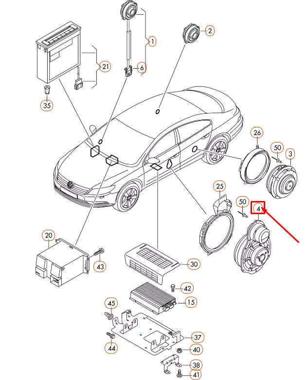 NEW VOLKSWAGEN CC FRONT DOOR BASS LOUDSPEAKER 3C8035454 ORIGINAL
