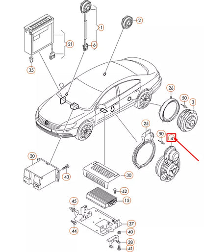 NEW VOLKSWAGEN CC FRONT DOOR BASS LOUDSPEAKER 3C8035454 ORIGINAL