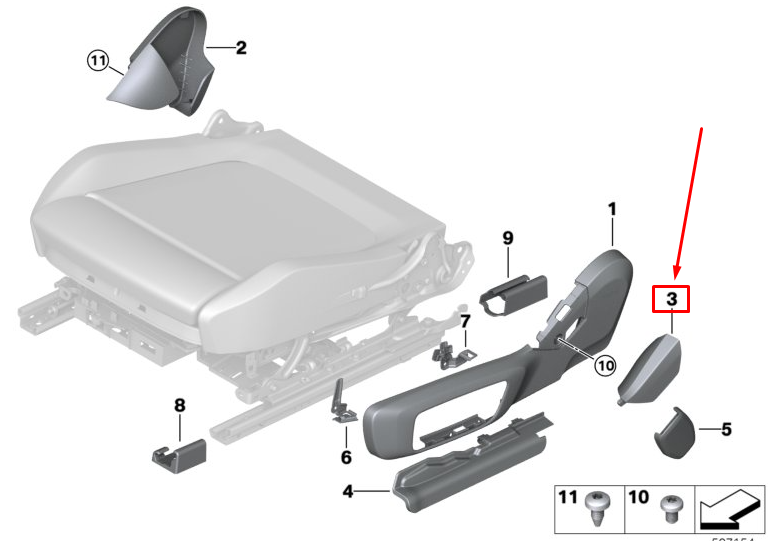 new bmw 3 g20 outer front right seat cover trim 52107469678 original