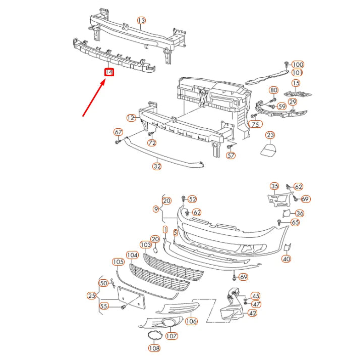 NEW VW GOLF CABRIOLET MK6 FRONT BUMPER SHOCK ABSORBER 5K7807693 ORIGINAL