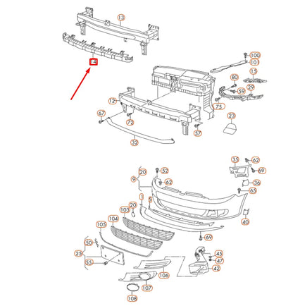 NEW VW GOLF CABRIOLET MK6 FRONT BUMPER SHOCK ABSORBER 5K7807693 ORIGINAL