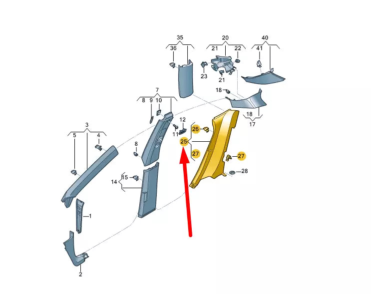 NEW VW ARTEON 3H7 C-PILLAR LOWER LEFT WHEEL HOUSING TRIM 3G8867765KNL ORIGINAL